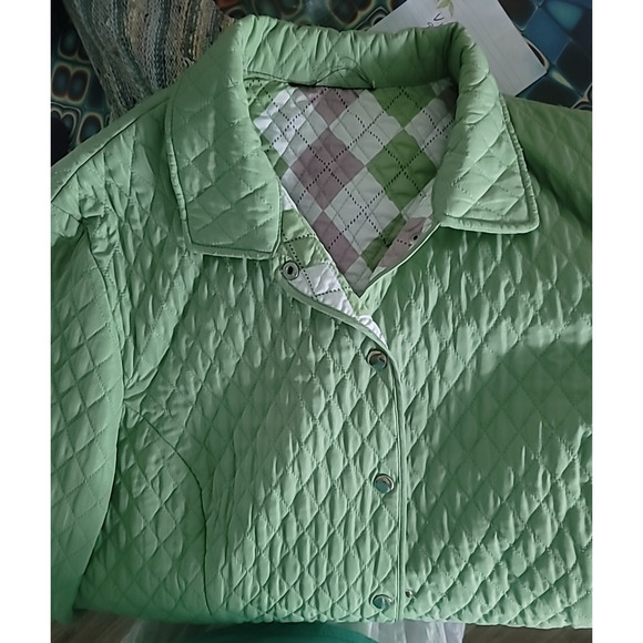 Briggs New York Women's Spring Green Quilted Jacket With Snap Front Size 18W - Picture 2 of 8